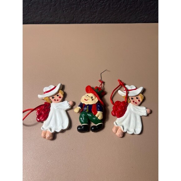 Lot Of 3 Christmas Expressions Ceramic Cowboy Hanging Ornaments Holiday - Picture 1 of 9